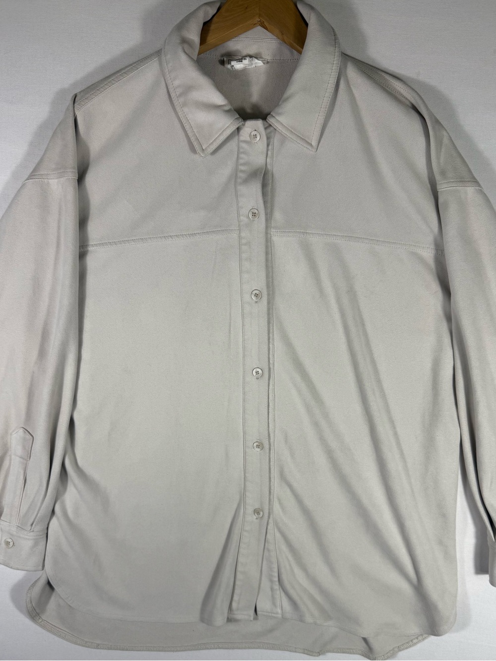 For The Republic Men's Light Cream Button-Up Shirt Jacket